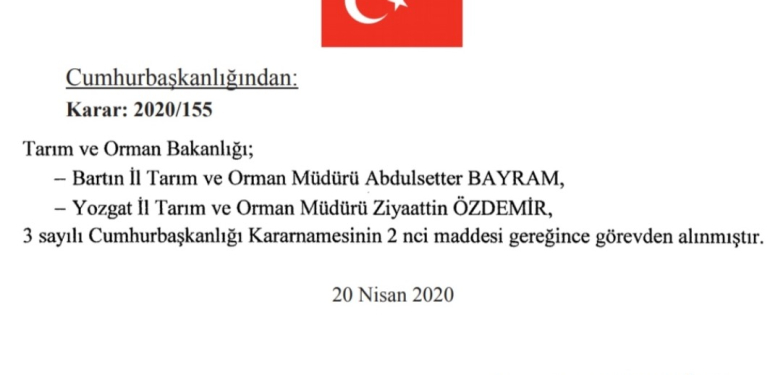 İl Müdürü Cumhurbaşkanlığı kararnamesi ile görevden alındı