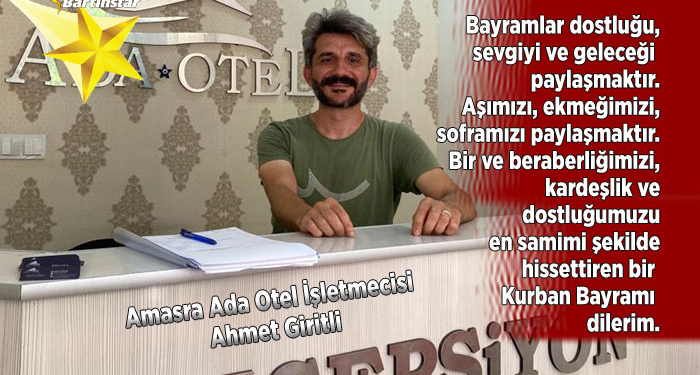 Amasra Ada Otel’in Kurban Bayramı mesajı