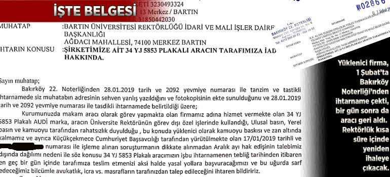 Yüklenici firma Audi A6’ya el koydu