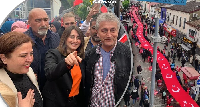 CHP önce Ulus’ta miting yaptı Bartın’da 140 metre bayrakla yürüdü