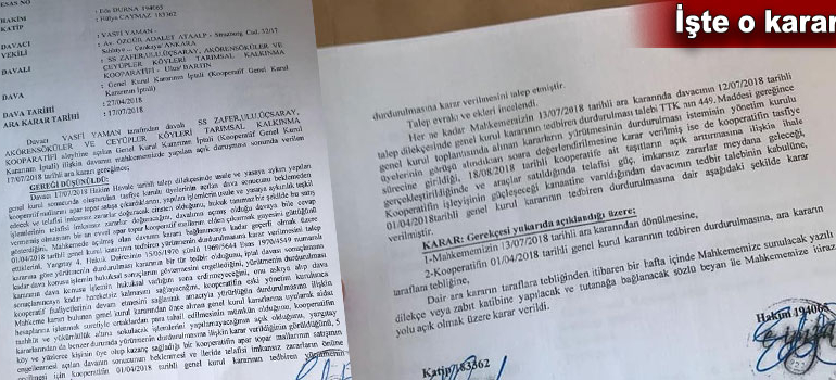Zafer Koop’un fesih kararına durdurma