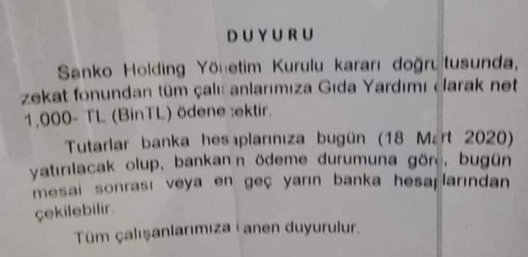 Çimento çalışanlarına Corona desteği