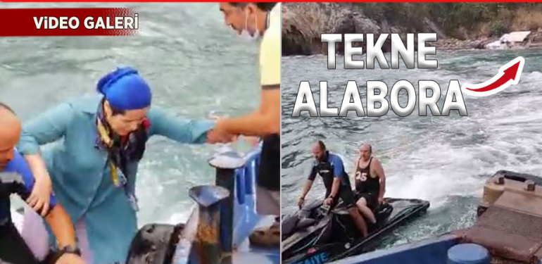 Su alan teknedeki 4 kişi jet skilerle kurtarıldı