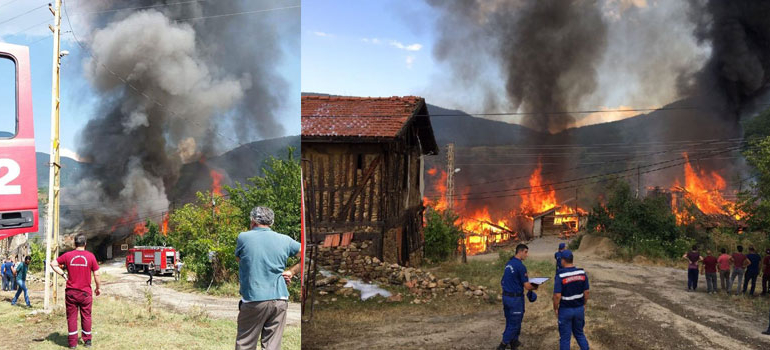 Karabük’te 5 ev ve cami küle döndü
