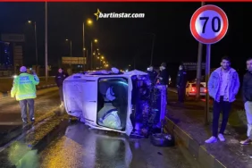 bartın otogar kavşağında feci kaza
