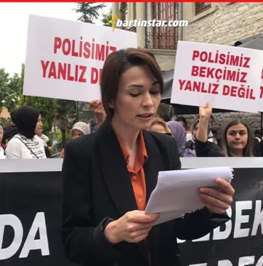 bartında polis eşlerinden caddede eylem