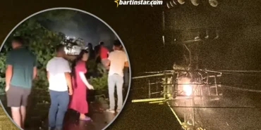 bartında fırtına trafo patladı