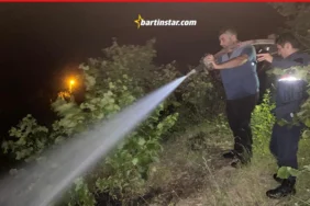 bartında rüzgardan kopan elektrik telleri orman yangını çıkardı