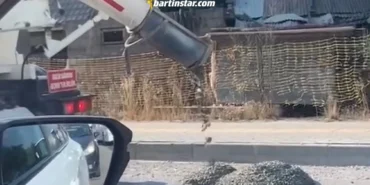 Geçtiği yollara beton saçan mikser sürücüsüne ceza!