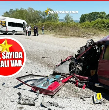 Mıcıra kapılan otomobil karşı şeride geçti, minibüsle çarpıştı5