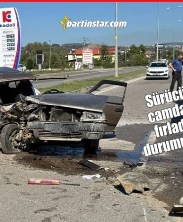 Bartın'da otomobil, kamyona çarptı; sürücü ağır yaralı6