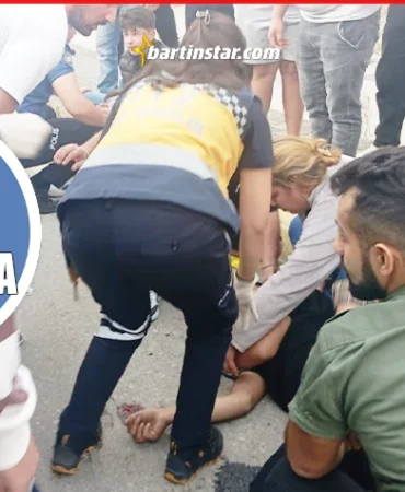 Bartın’da motosiklet önündeki kamyonete çarptı
