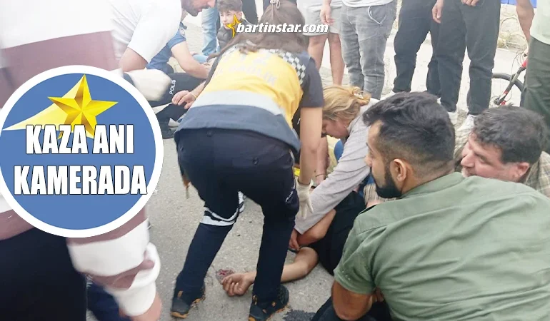 Bartın’da motosiklet önündeki kamyonete çarptı