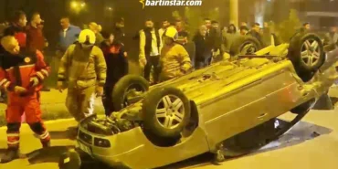 Otomobilin takla attığı kaza kamerada