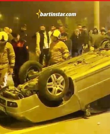 Otomobilin takla attığı kaza kamerada