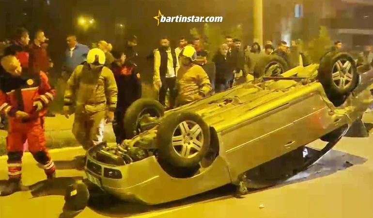 Otomobilin takla attığı kaza kamerada