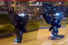 Motosikletle tek tekerlek üzerinde giden sürücüye ceza