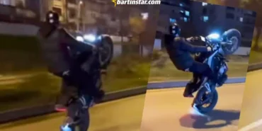 Motosikletle tek tekerlek üzerinde giden sürücüye ceza