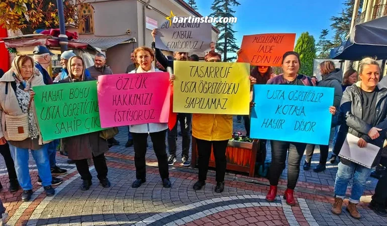 Bartın’da ilk! Görev verilmeyen usta öğreticiler eylem yaptı
