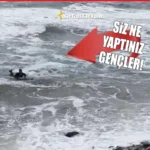 Bu havada sörf yapmaya kalktılar, canlarını zor kurtardılar
