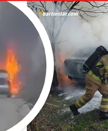 Otomobil, hareket halindeyken alev topuna döndü