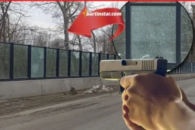 bartında vandallık Cam bariyere kurşun sıktılar