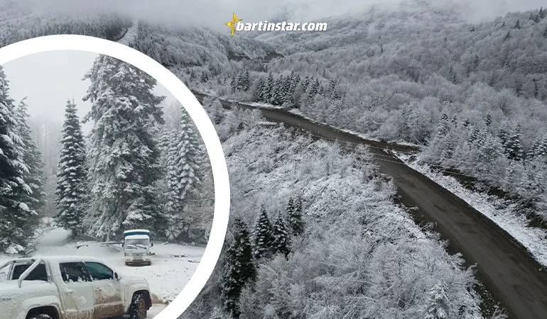 Bartın’a Nisan karı! Soğuk yaylalardan kente indi