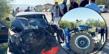 bartında kaza traktöre çarptı 4 yaralı