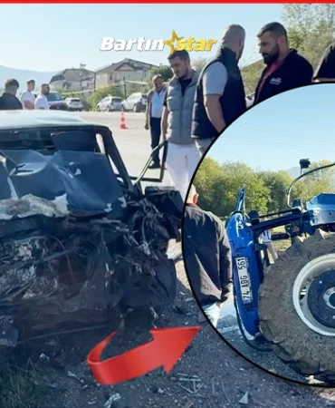 bartında kaza traktöre çarptı 4 yaralı