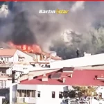Amasra’da 5 katlı binanın çatısında yangın