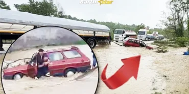 bartın sel sularına kapılmaktan son anda kurtuldu