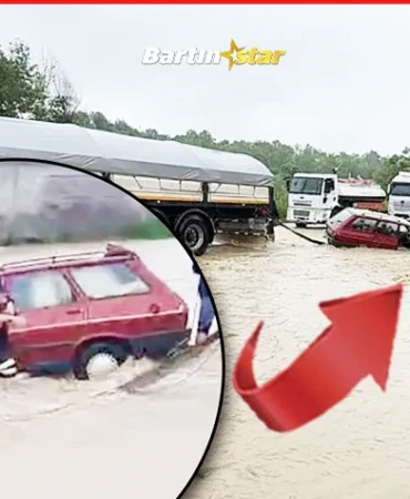 bartın sel sularına kapılmaktan son anda kurtuldu