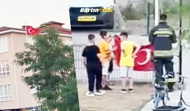 Bartınlı afacanlar, Türk bayrağı düşünce bakın ne yaptı1