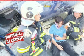 Takla atan otomobilin sürücüsü ilk iş eşini aradı