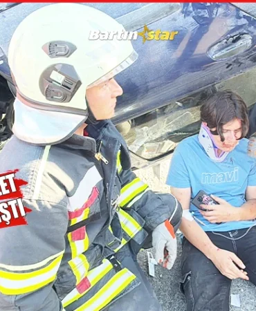 Takla atan otomobilin sürücüsü ilk iş eşini aradı