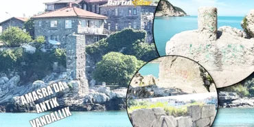 amasrada antik vandallık direkli kayayı boyadılar