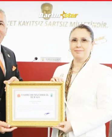 bartın valisi nurtaç arslana fahri hemşehrilik beratı