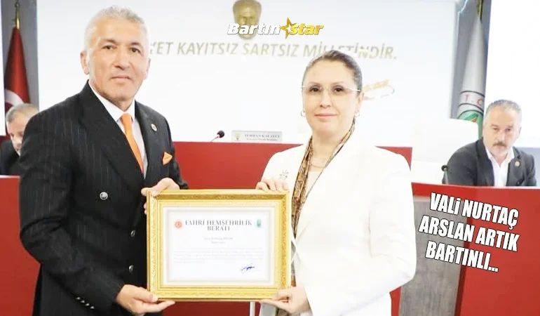 bartın valisi nurtaç arslana fahri hemşehrilik beratı