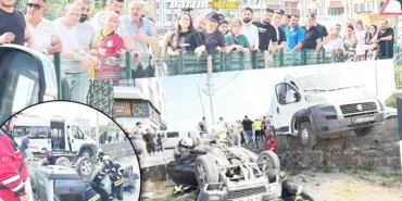 bartında İşçi servisi ile iki otomobil çarpıştı 3 yaralı4