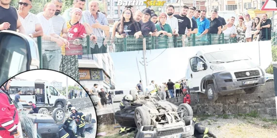 bartında İşçi servisi ile iki otomobil çarpıştı 3 yaralı4
