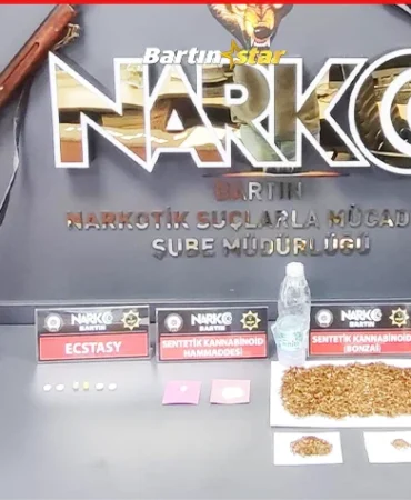 Bartın narkotikten şafak baskını Bol bonzai ile 5 kişi paket